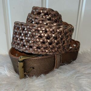 Wide braided copper metallic vintage Talbots belt statement boho hippie 1X